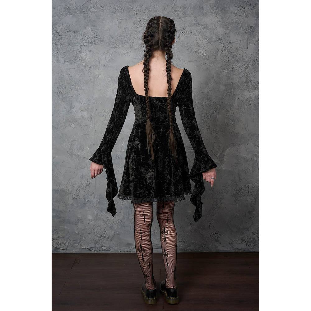 Banned - Sanctum Velvet Kurzes Kleid - Schwarz
